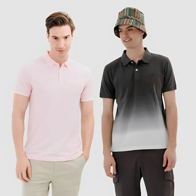 【Hang Ten】買一送一  男女裝 涼爽透氣環保纖維POLO衫 兩入組(多款選)