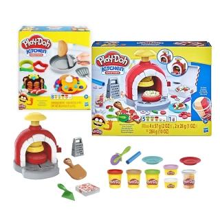【Hasbro 孩之寶】培樂多黏土 翻烤鬆餅遊戲組+窯烤披薩遊戲組(HF1279+HF4373)