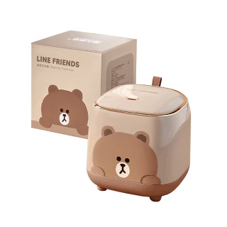 【LINE FRIENDS】熊大莎莉造型 按壓彈蓋桌面垃圾桶1.5L(辦公室桌面 宿舍書桌)