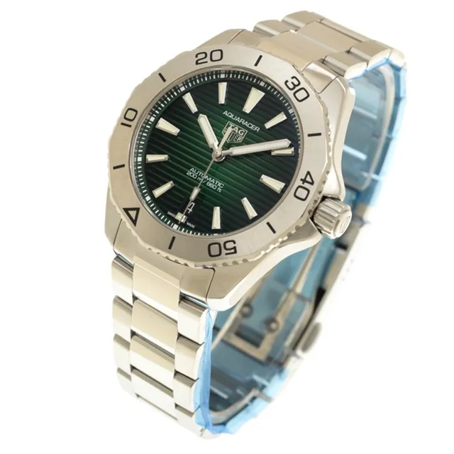 【TAG HEUER 豪雅】AQUARACER 綠面機械腕錶x40mm(WBP2115.BA0627)