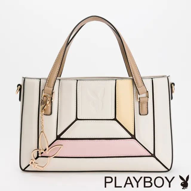 【PLAYBOY】手提包附長背帶 Sunbeam系列(米白色)