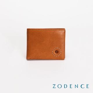 【ZODENCE 佐登司】SAXON義大利植鞣革5卡零錢袋短夾(駝)