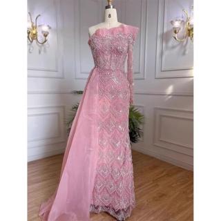 【女神婚紗禮服】高階法式輕奢修身宴會晚禮服 LA71649 粉紅色(敬酒服 新娘服)