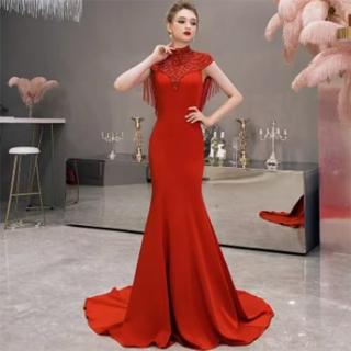 【女神婚紗禮服】高階氣質女王收腰顯瘦宴會晚禮服 1956綠色 紅色1956(新娘服 婚紗攝影)