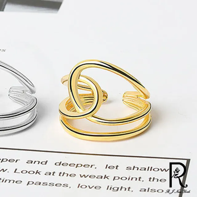 【RJ New York】幾何個性交纏線條彈性開口戒指(2色可選)