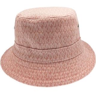 【Michael Kors】玫瑰粉滿版LOGO布面漁夫帽