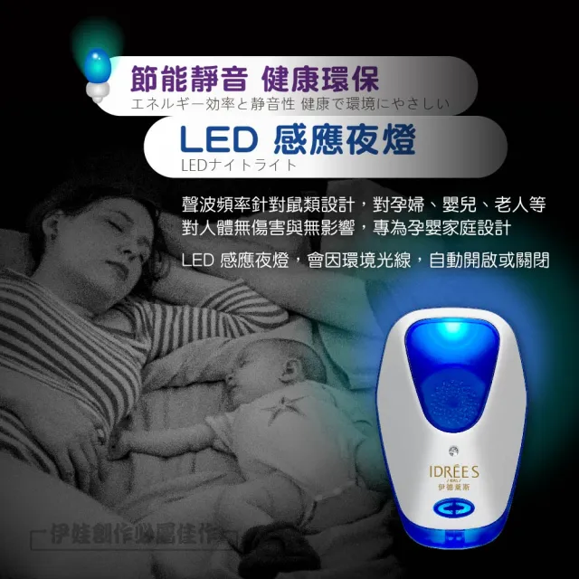 【IDREES 伊德萊斯】智能變頻超音波驅鼠器 PH-69(小夜燈驅鼠器 人體無害 驅鼠 環保驅鼠器 防蟑螂 驅蚊)