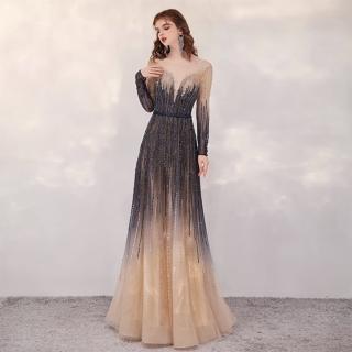 【女神婚紗禮服】高階女王氣場氣質長袖宴會晚禮服 PLGZ-163(表演晚裝 晚宴服)