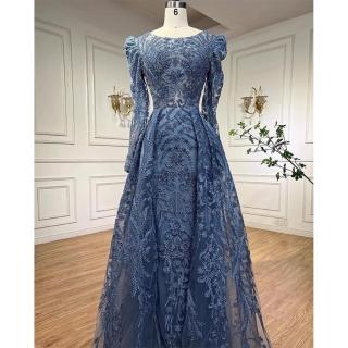 【女神婚紗禮服】高階修身顯瘦優雅氣質宴會晚禮服 LA71610A 藍色(主持人 宴會服)