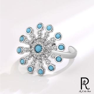 【RJ New York】華麗太陽花水鑽旋轉彈性開口戒指(6色可選)