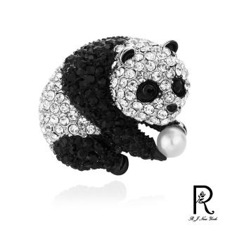 【RJ New York】可愛黑白熊貓氣球童趣胸針別針兩用款(2色可選)