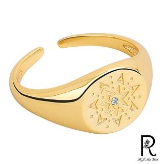 【RJ New York】三角太陽花寬版中性彈性開口戒指(2色可選)