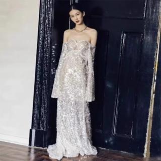 【女神婚紗禮服】高階輕奢亮片氣質宴會晚禮服 2299(訂婚禮服 敬酒服)