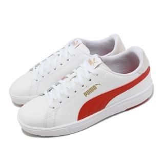 【PUMA】休閒鞋 Serve Pro Lite 男鞋 女鞋 白 紅 皮革 彎刀 小白鞋(374902-19)