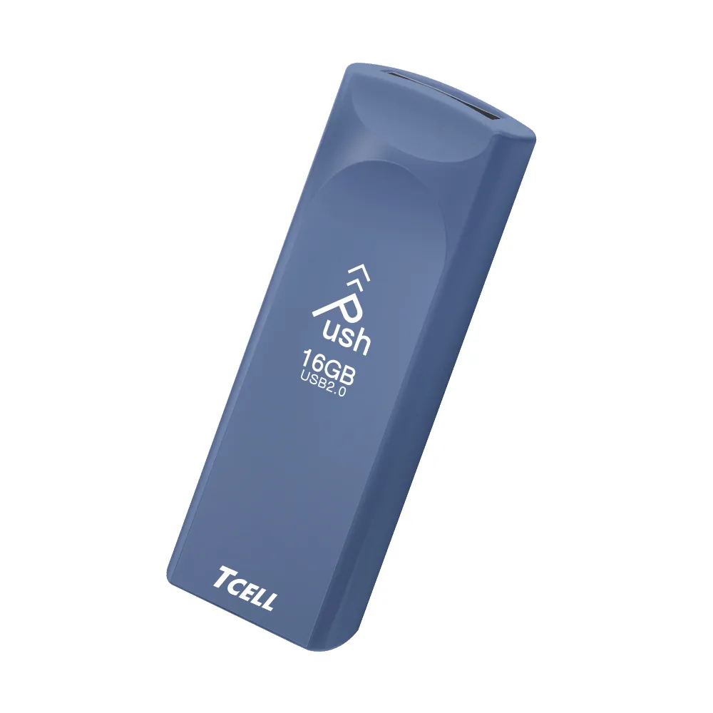 【TCELL 冠元】100入組-USB2.0 16GB Push推推隨身碟 普魯士藍