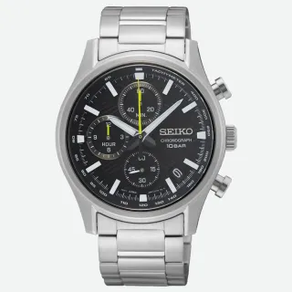 【SEIKO 精工】CS 潮流品味三眼計時男錶-銀x黑/39.5mm(SSB419P1/8T67-00S0D)母親節 禮物