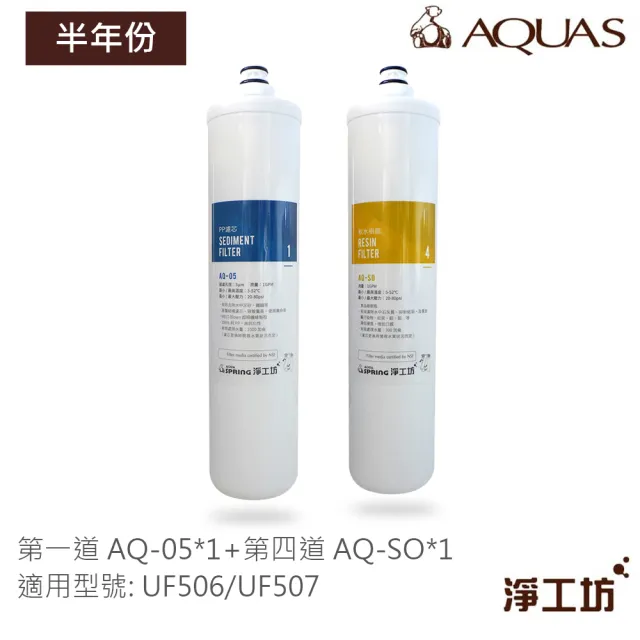 【AQUAS 淨工坊】半年份替換濾芯(UF506/UF507淨水器適用)