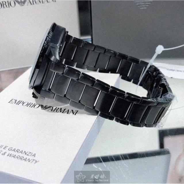 【EMPORIO ARMANI】ARMANI手錶型號AR00040(黑色錶面黑錶殼深黑色精鋼錶帶款)