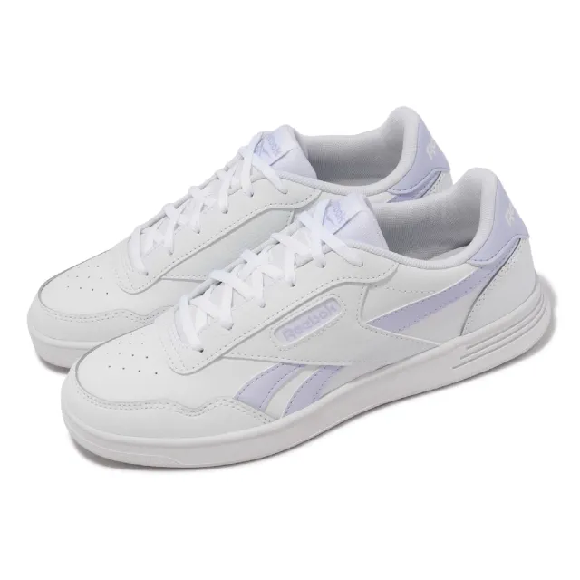 【REEBOK】休閒鞋 Court Advance 女鞋 白 淡紫 皮革 復古 小白鞋(100033810)