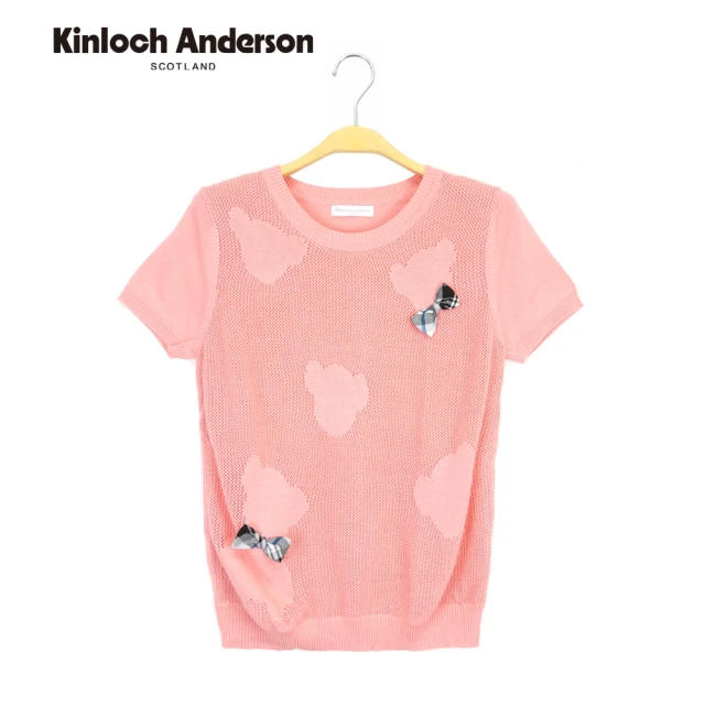 Kinloch Anderson 小熊織紋蝴蝶結針織上衣 金安德森女裝 KA078901120(粉橙)