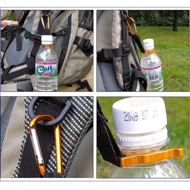 【捷華】附指南針水壺登山扣 多功能水壺掛勾 寶特瓶扣環 水瓶扣 D型扣帶鎖 登山扣