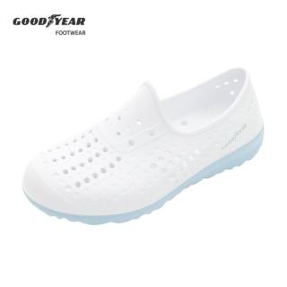 【GOODYEAR 固特異】水陸洞洞鞋/女款 輕量 排水底紋 白藍色(GAWP32739)