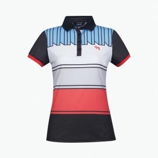 【PING】女款圖騰抗UV吸濕排汗短袖POLO衫-黑(GOLF/高爾夫球衫/RA17105-88)