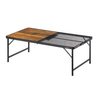 【ATUNAS 歐都納】兩段式木紋鋁合金鋼網折疊桌 120x60x42/66cm A1CDEE06(露營/野餐/烤肉/戶外/餐桌/桌子)