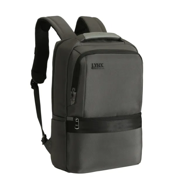 【Lynx】專業型防潑水嚴選1680D彈道尼龍17吋後背包灰色(上課 上班 好攜帶)