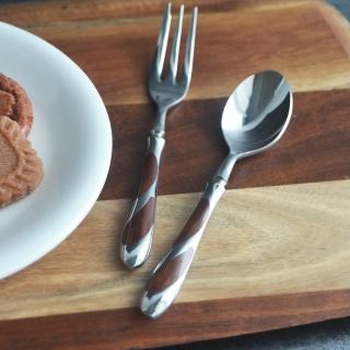 【SALUS】日本製 不鏽鋼鑲木餐具-甜湯匙(餐具 不鏽鋼 刀子 叉子 湯匙 下午茶 茶具 天然木 實木)