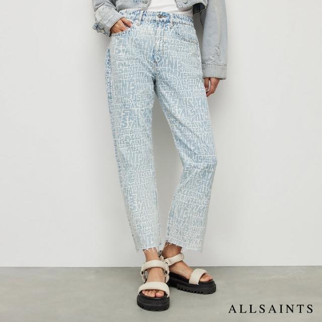 【ALLSAINTS】ZOEY 高腰直筒LOGO印花牛仔褲 WE007Y(直筒版型)