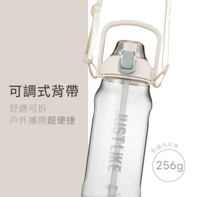 【KINYO】大容量運動吸管水壺1.6L 彈蓋式 吸管式 直飲式 耐摔 背帶(KIM-2215)
