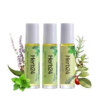 【草本24】Herb24 精油滾珠棒3入組-活力舒緩9mlx2＋放鬆舒展9mlx1(舒緩疲勞、提神醒腦)