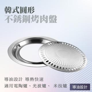 【SMILE】圓形烤肉盤 不銹鋼款 鐵板 多功能烤盤 燒肉烤爐 KHP02-F(烤肉鐵盤 烤肉用具 露營烤肉)