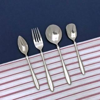 【SALUS】日本製 曲線柄餐具-圓湯匙 沙拉叉(餐具 不鏽鋼 刀子 叉子 湯匙 下午茶 茶具)