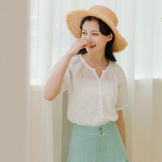 【OB 嚴選】蕾絲紋理微透肌拋袖上衣 《AB18758》