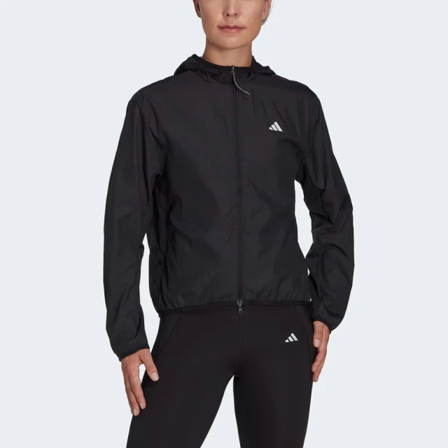 adidas 愛迪達 Run It Jacket 女 連帽外套 風衣 運動 慢跑 路跑 吸濕排汗 愛迪達 黑(HM4288)