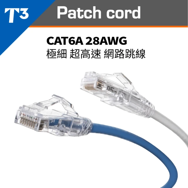 【美國T3】網路線 50cm 28AWG 極細超高速 CAT6A U/UTP(網路線 CAT6 UTP)