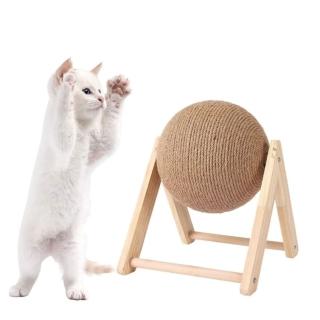 立式實木貓抓板(劍麻貓玩具 自嗨解悶 貓咪爪磨抓板 不掉屑 立式耐磨貓抓球)