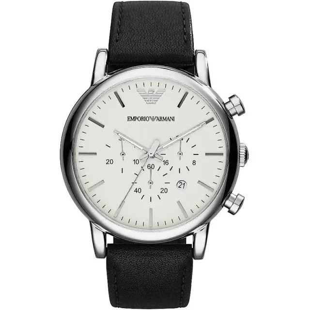 EMPORIO ARMANI】Emporio Armani 白面x黑色三眼多功能手錶AR1807