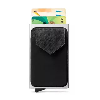 【旅行便攜】金屬質感彈開式名片盒(可裝6張卡 防盜刷卡套 安全皮夾 現金硬幣 信用卡 身分證 出國)