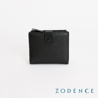 【ZODENCE 佐登司】GEOFF 進口真皮直立零錢袋8卡短夾(黑)