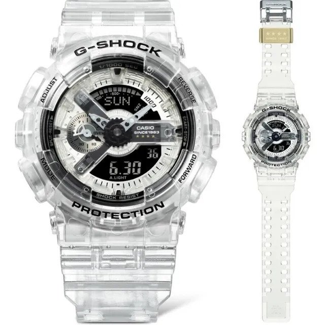 【CASIO 卡西歐】G-SHOCK 40週年限定 獨特透視錶面 半透明 經典雙顯 GA-114RX-7A_51.2mm