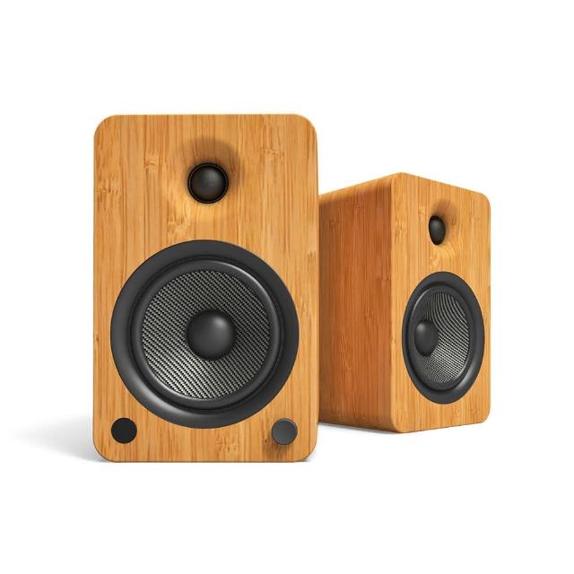 【Kanto】YU6 藍牙立體聲書架喇叭(淺色竹紋款)