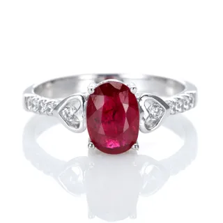 【DOLLY】1克拉 18K金緬甸紅寶石鑽石戒指