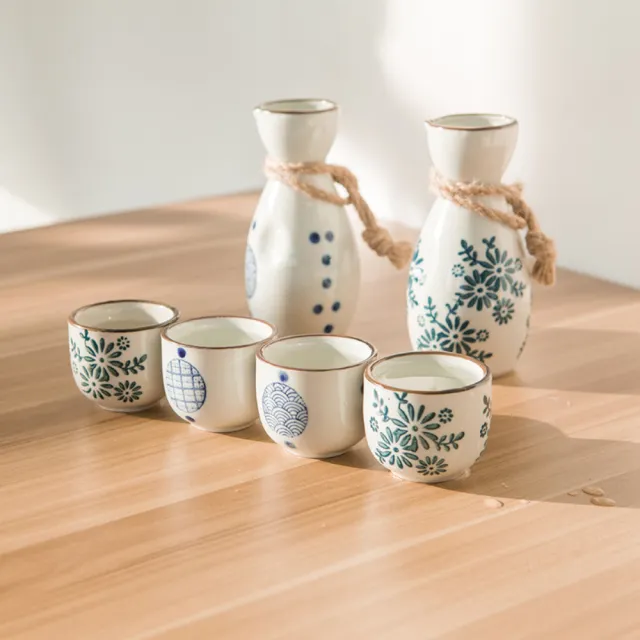 【茉家】日式菊鹿紋復古清酒壺酒杯組(單售酒壺2入)