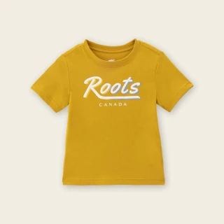【Roots】Roots小童-繽紛花卉系列 漸層文字短袖T恤(黃色)