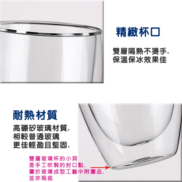 2件組-雙層玻璃杯250ml(咖啡杯蛋型拉花耐熱玻璃保溫保冰茶酒水)