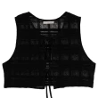 【Queenshop】女裝 格紋蕾絲緹花設計綁帶背心 兩色售 現+預 01097584