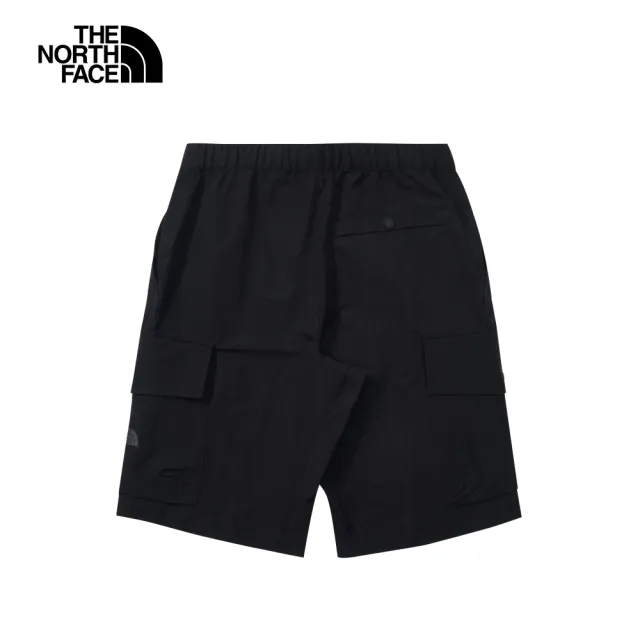 【The North Face 官方旗艦】北面男款黑色防潑水大口袋休閒短褲｜81SHJK3